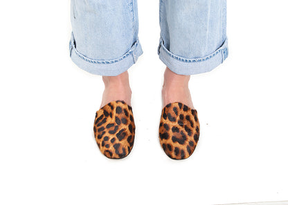 Round mule - calf hair leopard print