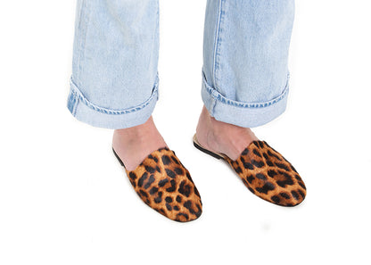 Round mule - calf hair leopard print