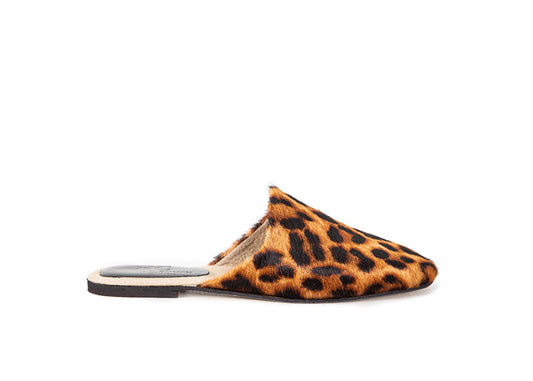 Round mule - calf hair leopard print