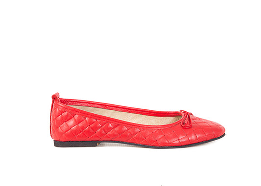 Ballet flat - red woven leather
