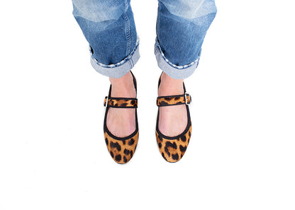 Mary Jane ballet flats - calfhair leopard print