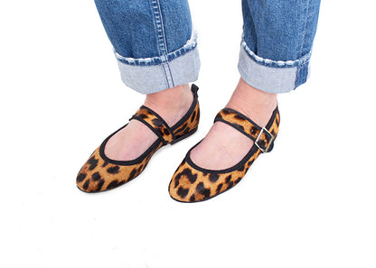 Mary Jane ballet flats - calfhair leopard print