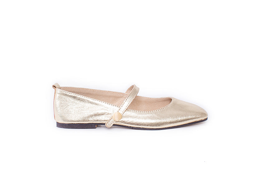 Mary Jane square toe - gold leather