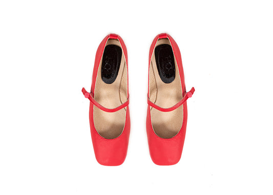 Mary Jane square toe - red leather