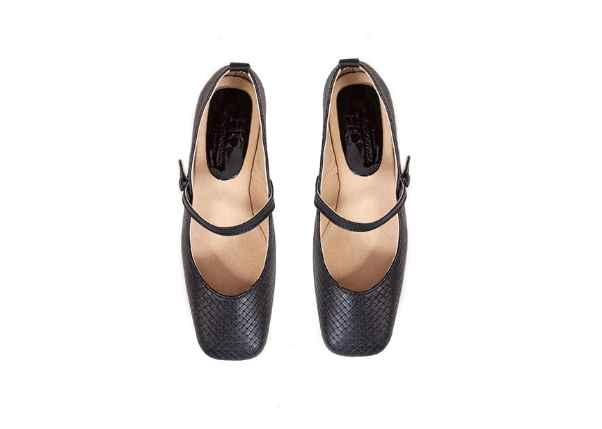 Mary Jane square toe - black woven leather