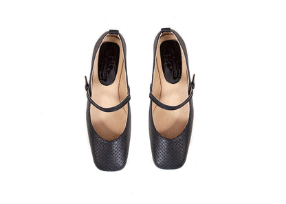 Mary Jane square toe - black woven leather