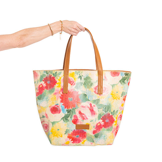 Printed raffia shopper