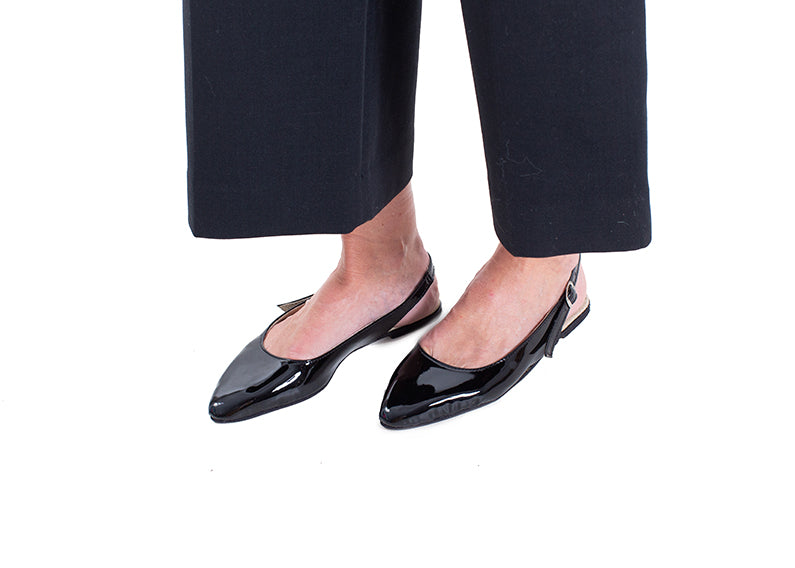 Slingback - Black patent supaletha