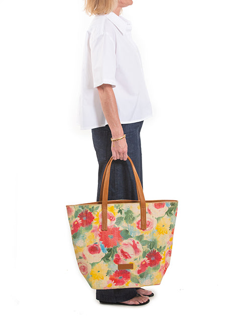 Printed raffia shopper