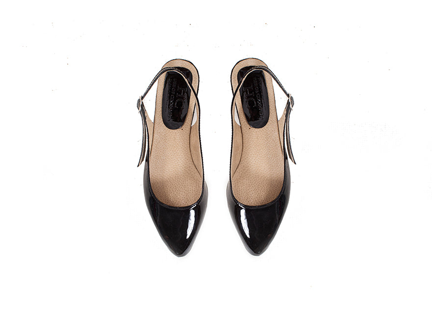 Slingback - Black patent supaletha