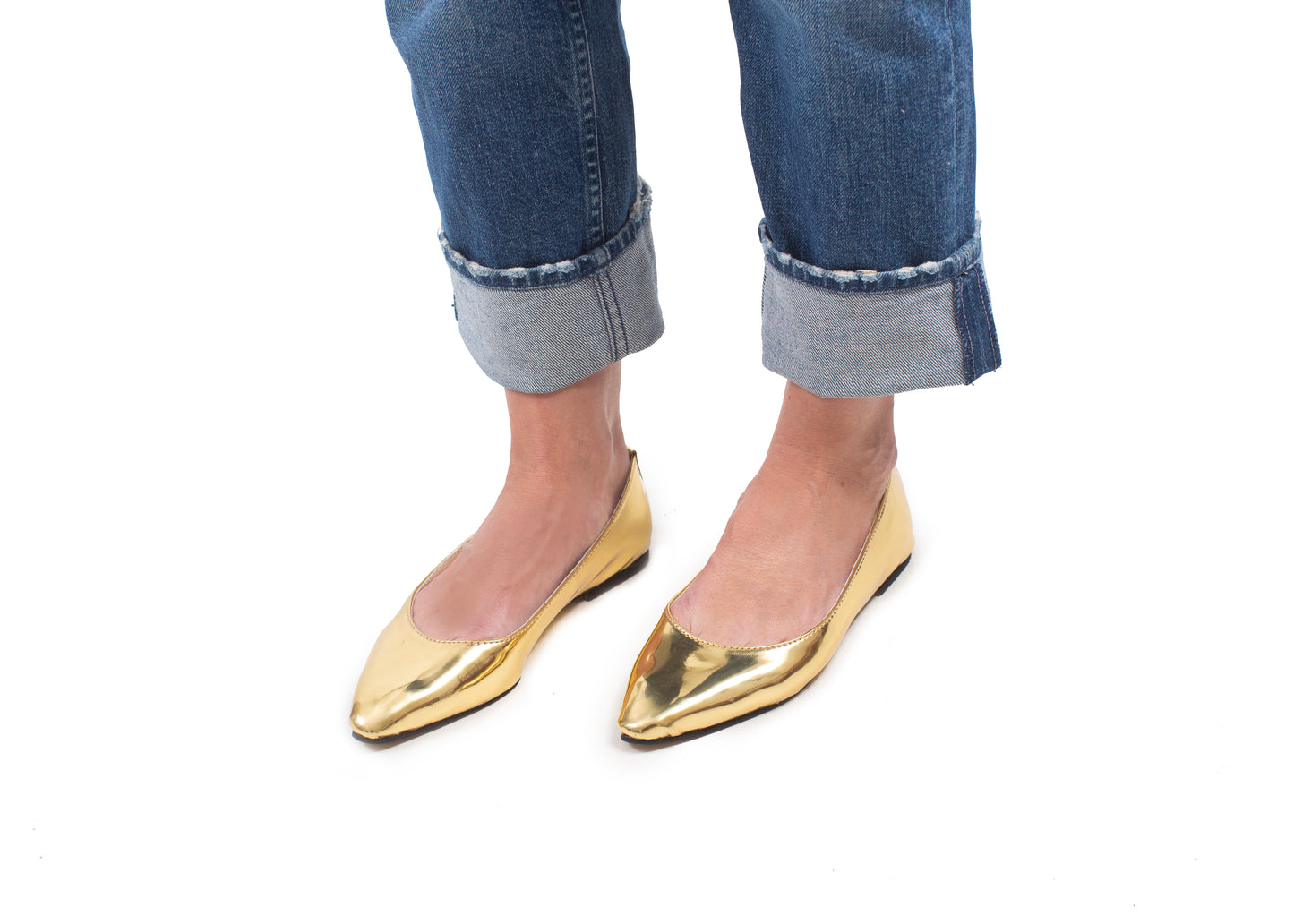 Pointed Flat - gold supa leather