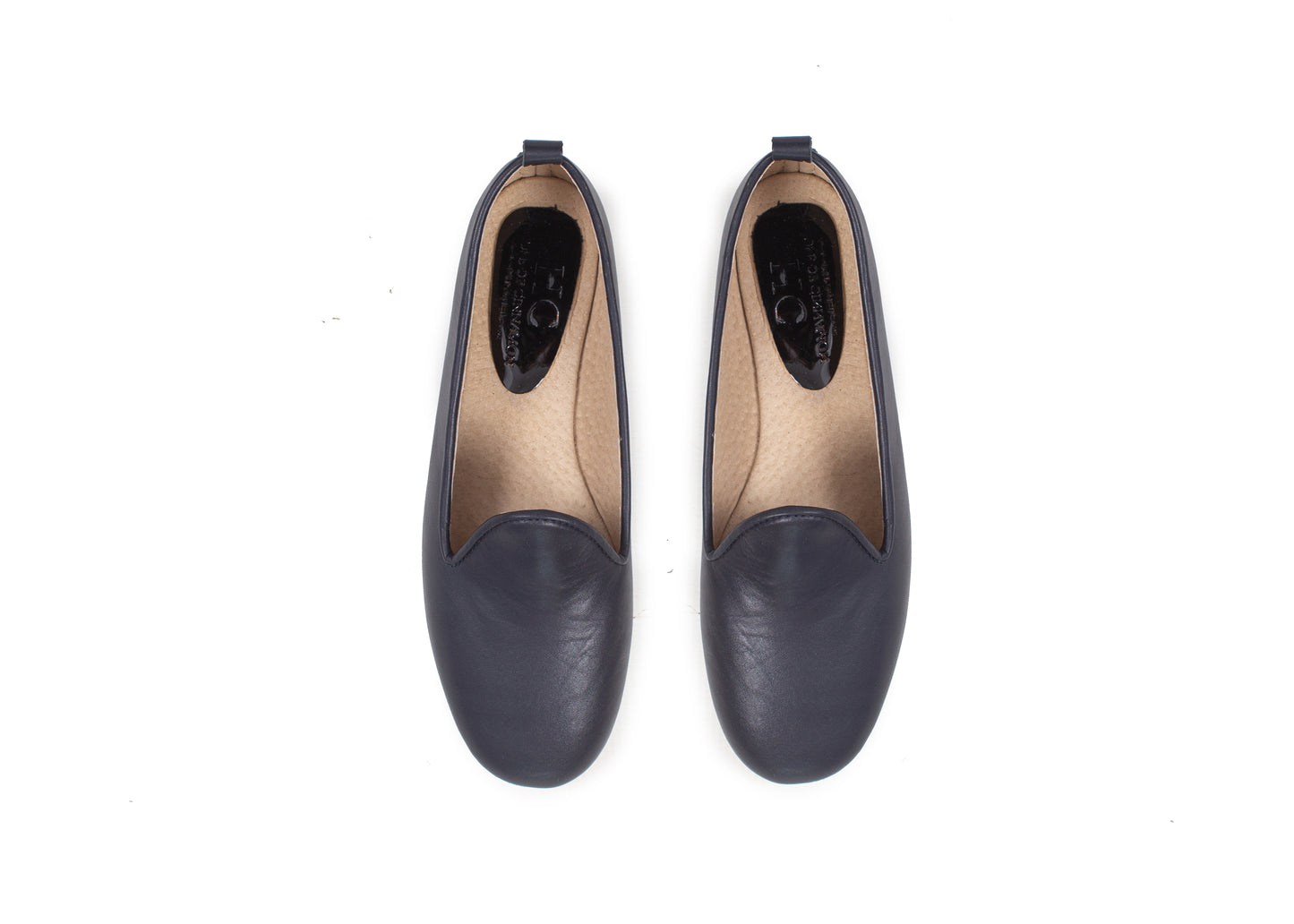 Round loafer - navy blue leather