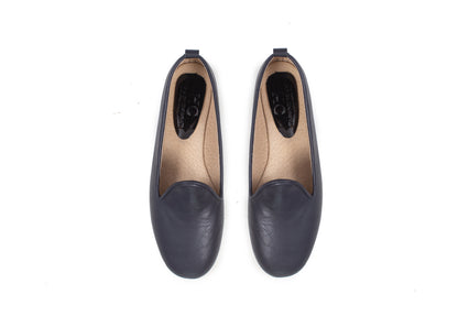 Round loafer - navy blue leather