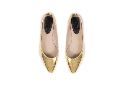 Pointed Flat - gold supa leather