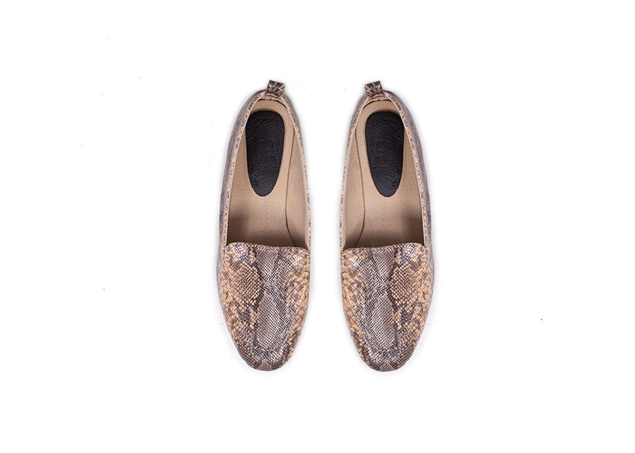 Classic loafer - cream faux snakeprint leather