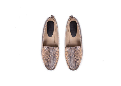 Classic loafer - cream faux snakeprint leather