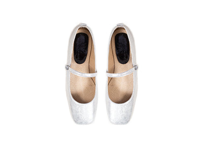 Mary Jane square toe - silver leather