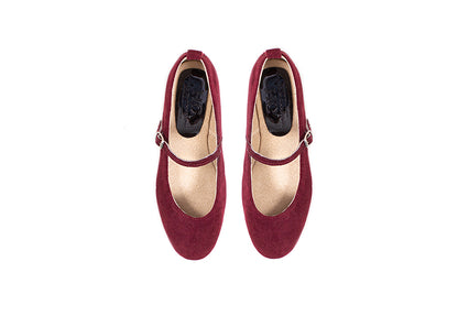Mary Jane ballet flats - burgundy velvet