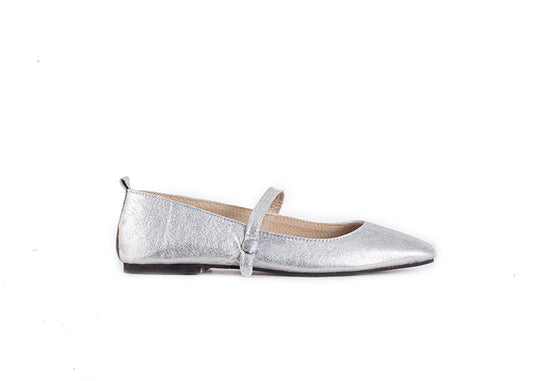 Mary Jane square toe - silver leather