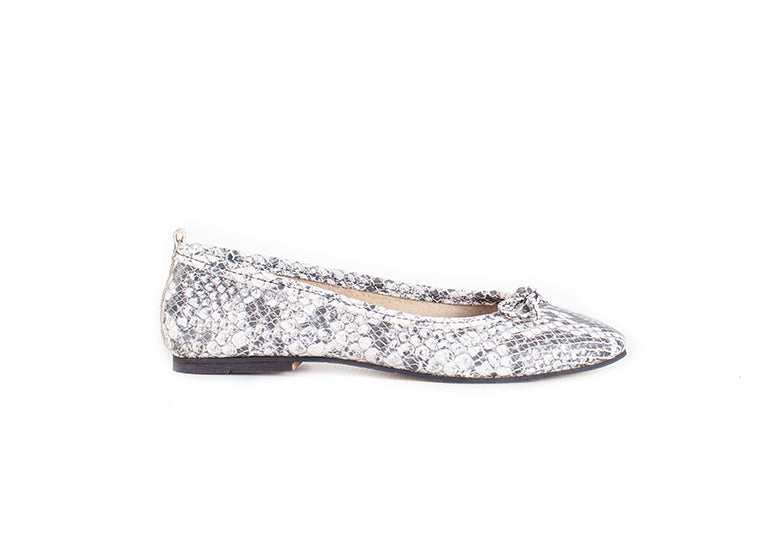 Ballet Flat - Cream and grey snakeprint