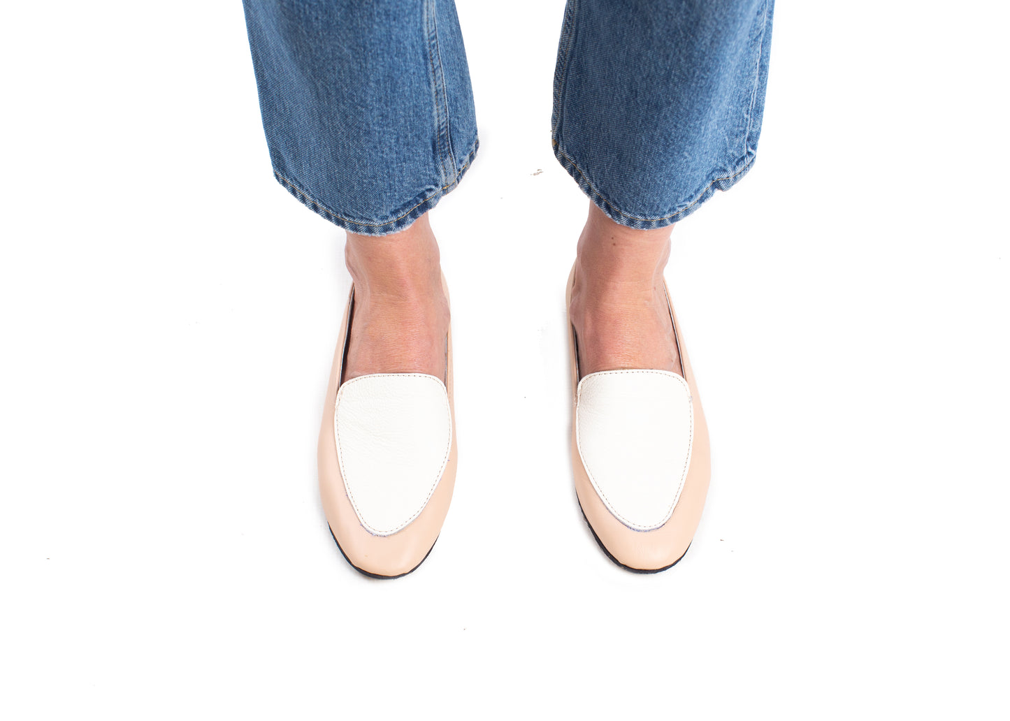 Classic loafer - cream with ballet nude leather