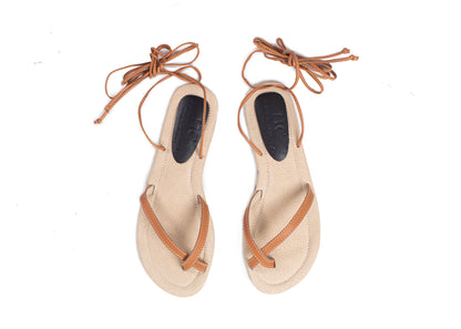 Tan lace-up sandals