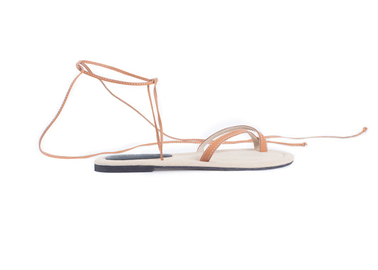 Tan lace-up sandals