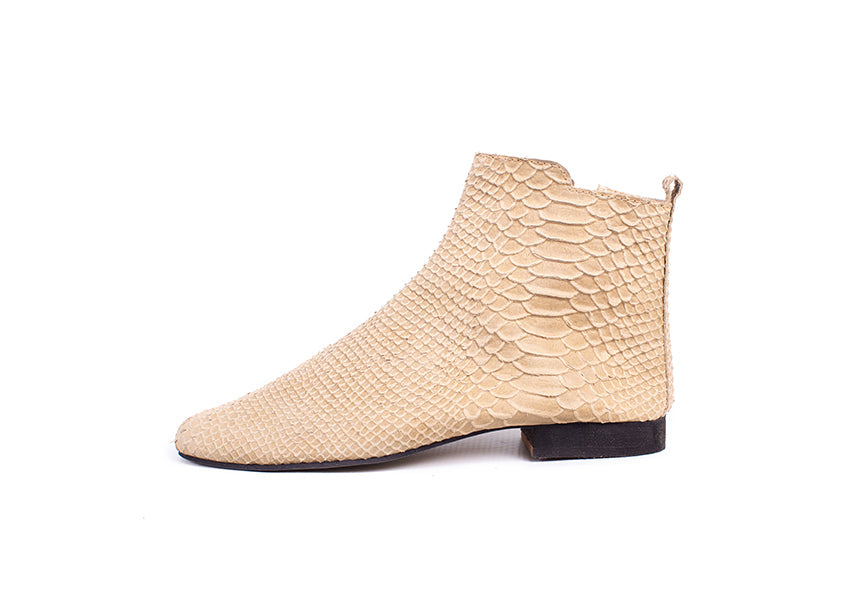 Classic ankle boot - neutral snakeprint leather