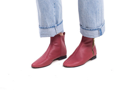 Classic ankle boot - burgundy leather