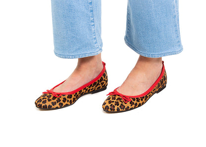 Ballet Flat - Leopard print with red trim