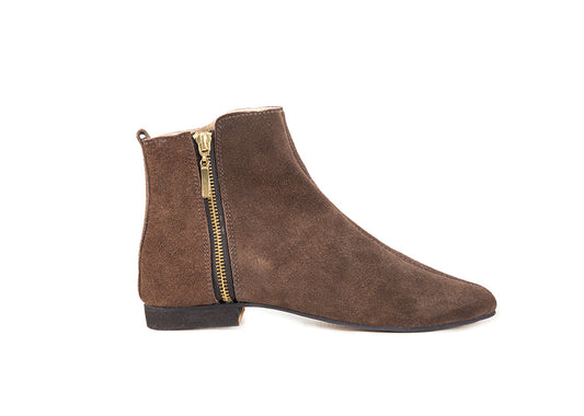 Classic ankle boot - chocolate brown suede leather