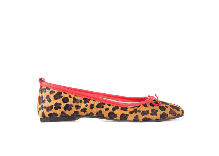 Ballet Flat - Leopard print with red trim