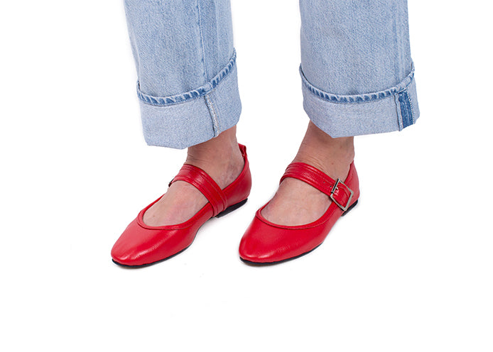 Mary Jane ballet flats - red leather