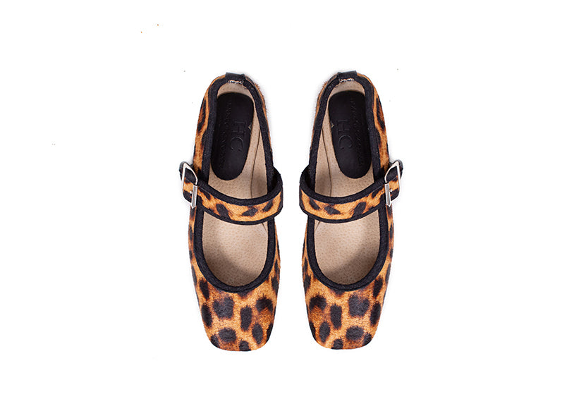 Mary Jane square toe - calfhair leopard print