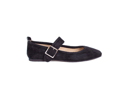 Mary Jane square toe - black suede leather