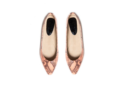 Pointed Flat - coral snake print leather
