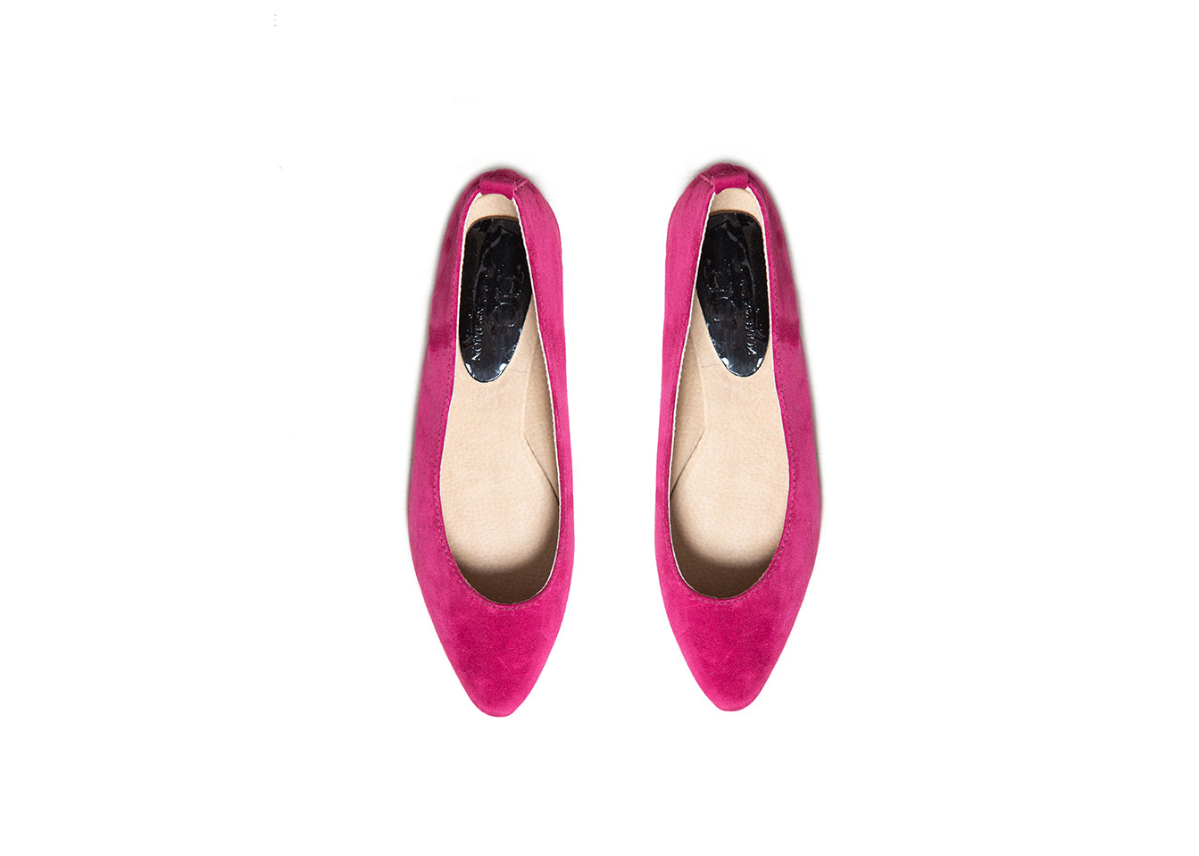 Pointed Flat - fuchsia suede leather