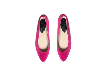 Pointed Flat - fuchsia suede leather