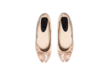Ballet Flat - neutral snakeprint leather