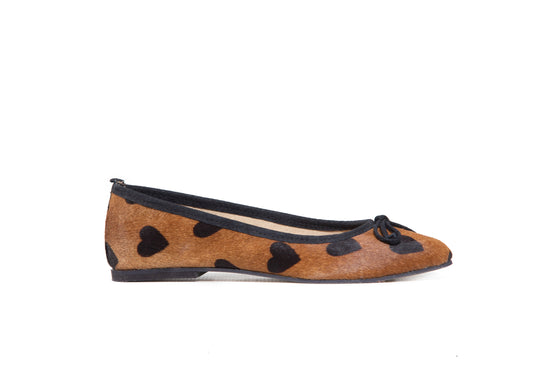 Ballet Flat - calfhair heart print