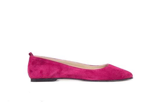 Pointed Flat - fuchsia suede leather