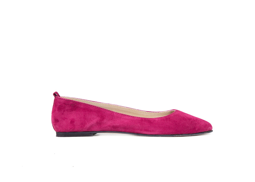 Pointed Flat - fuchsia suede leather