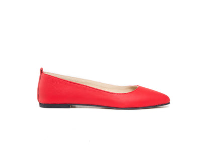 Pointed Flat - red leather