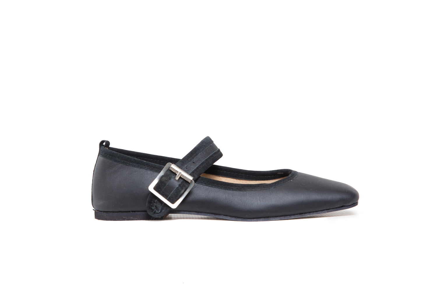 Mary Jane square toe - black leather with suede trim