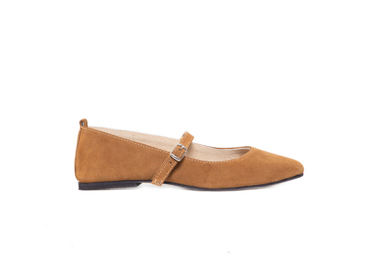 Mary Jane square toe - tan suede leather