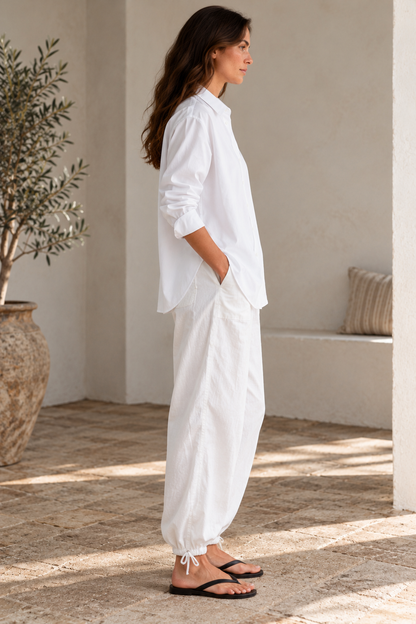 Cream linen jogger