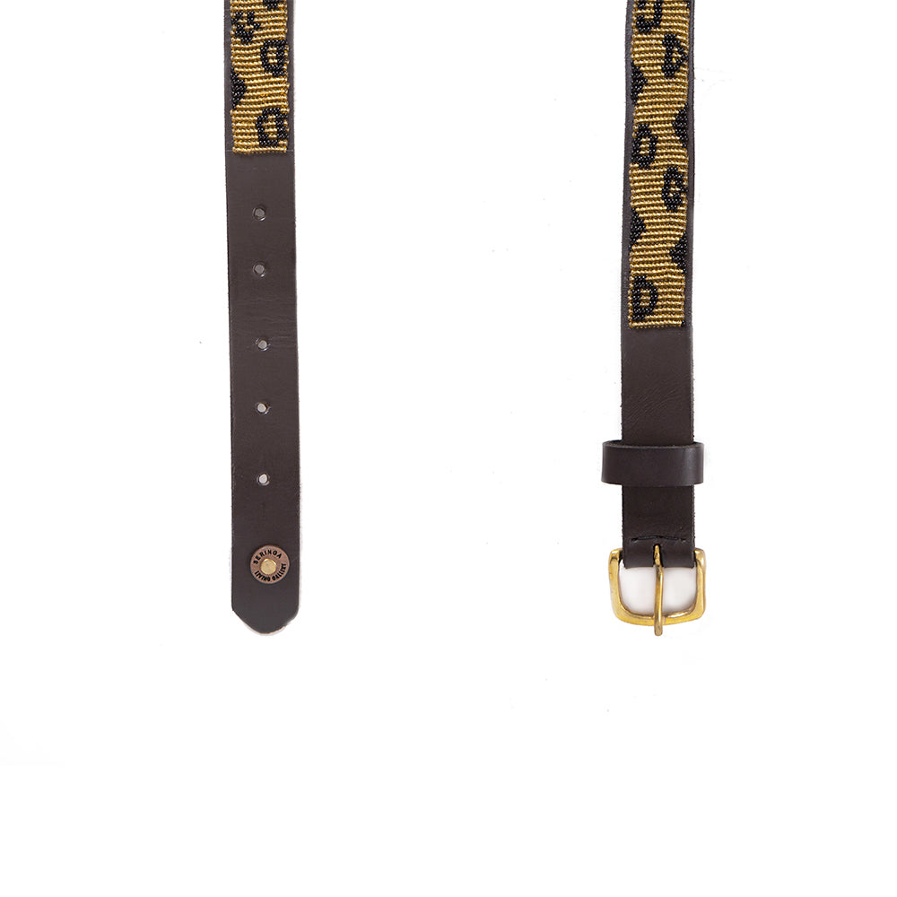 Animal Print Beaded Leather Belt