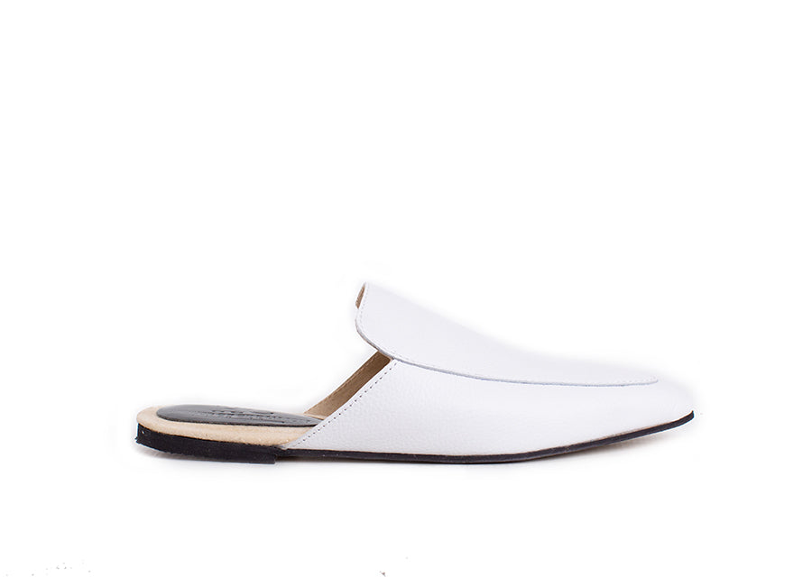 Round mule - cream leather