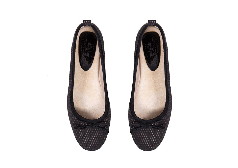 Ballet flat - black printed leather