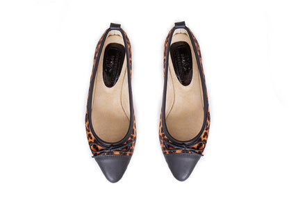 Pointed Flat - neutral leopard print with toe cap